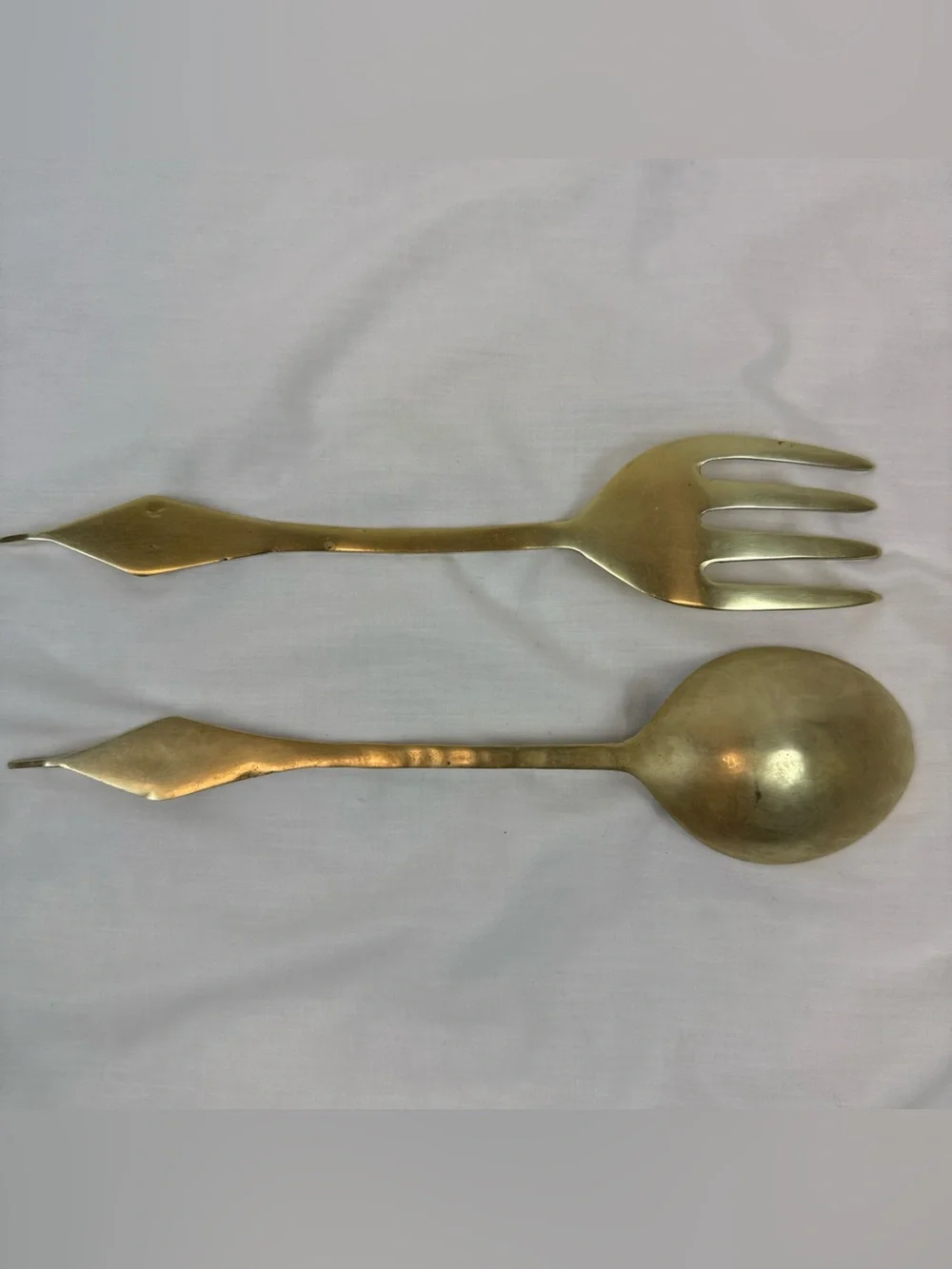Vintage Made in Taiwan Brass Serving Spoon and Fork Set
